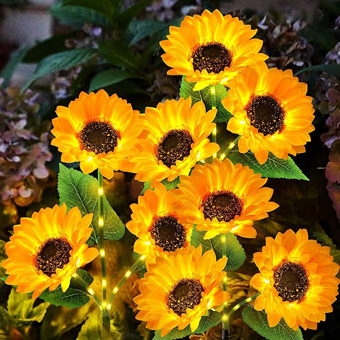 🌞Solar-Gartenleuchten mit 3 Sonnenblumenlichtern, wasserdichte Solar-Außenleuchten mit automatischer Ein-/Ausschaltfunktion