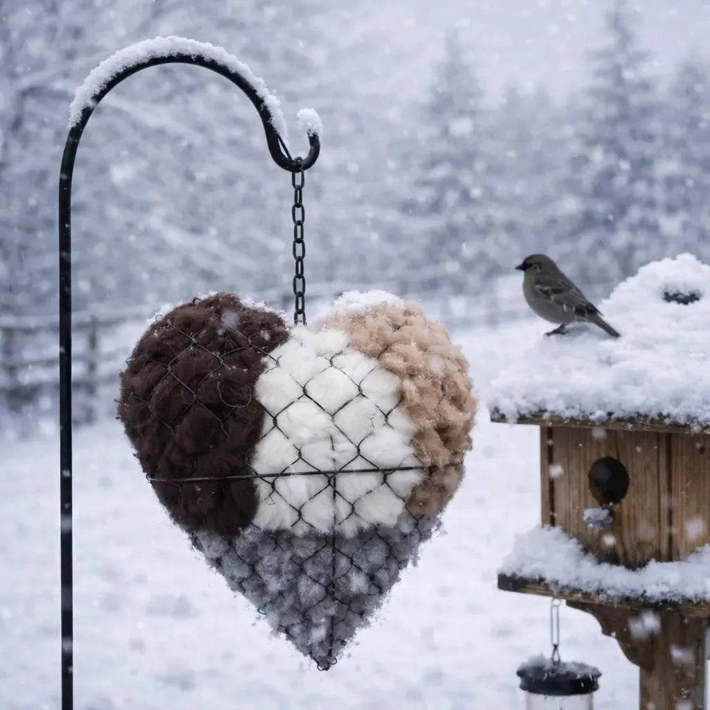 🕊️ Handgefertigtes Vogelnestherz aus Alpakafasern