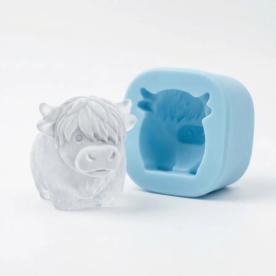 🐮 Mini-Eiswürfelform in Form eines Hochlandrindes – Niedliches 3D-Eis für Getränke, Partys und als Geschenk