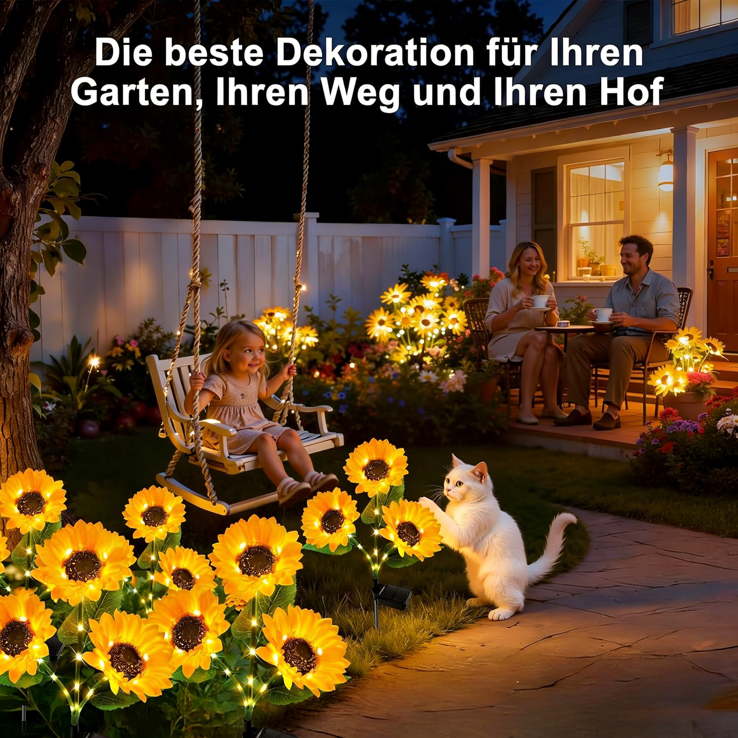 🌞Solar-Gartenleuchten mit 3 Sonnenblumenlichtern, wasserdichte Solar-Außenleuchten mit automatischer Ein-/Ausschaltfunktion