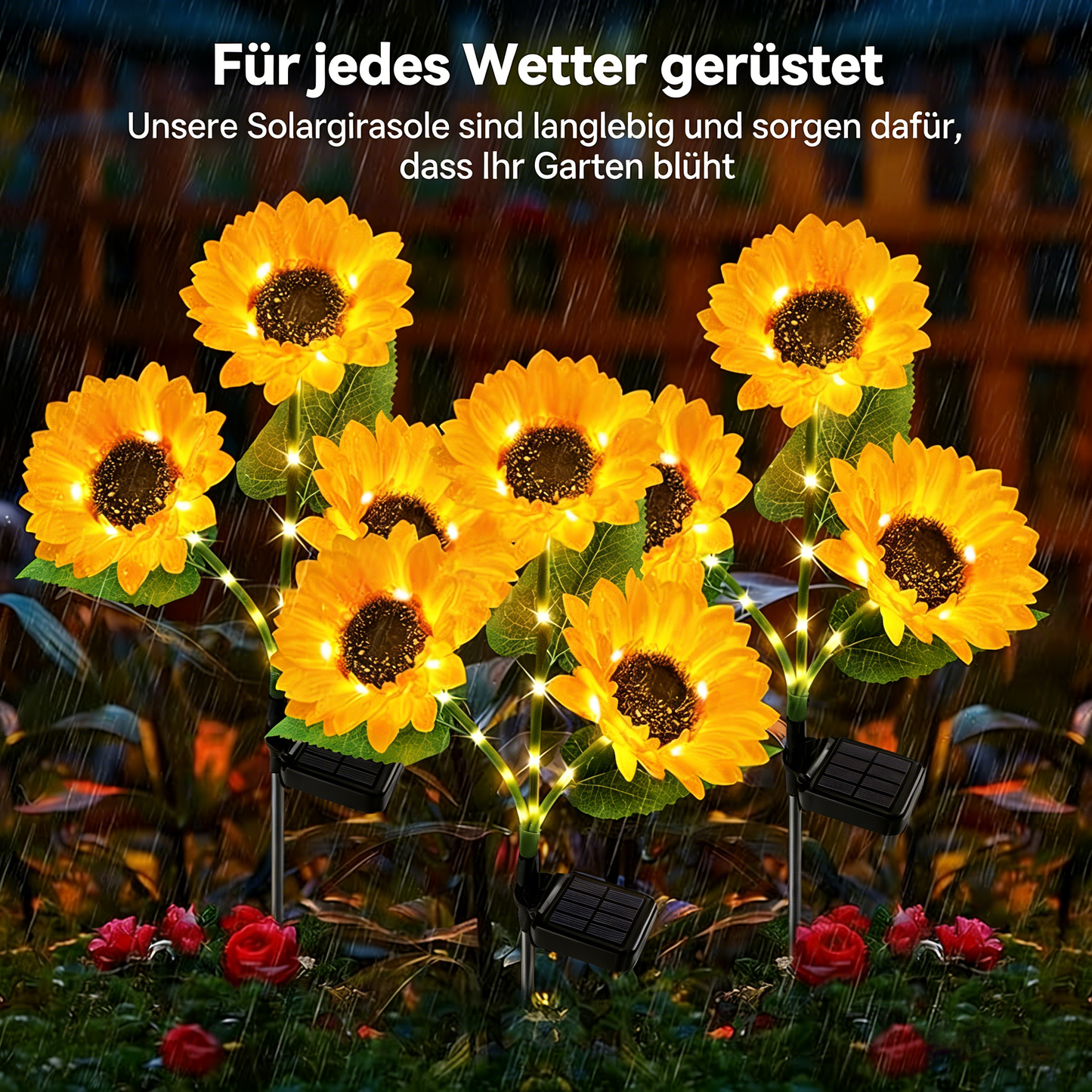 🌞Solar-Gartenleuchten mit 3 Sonnenblumenlichtern, wasserdichte Solar-Außenleuchten mit automatischer Ein-/Ausschaltfunktion