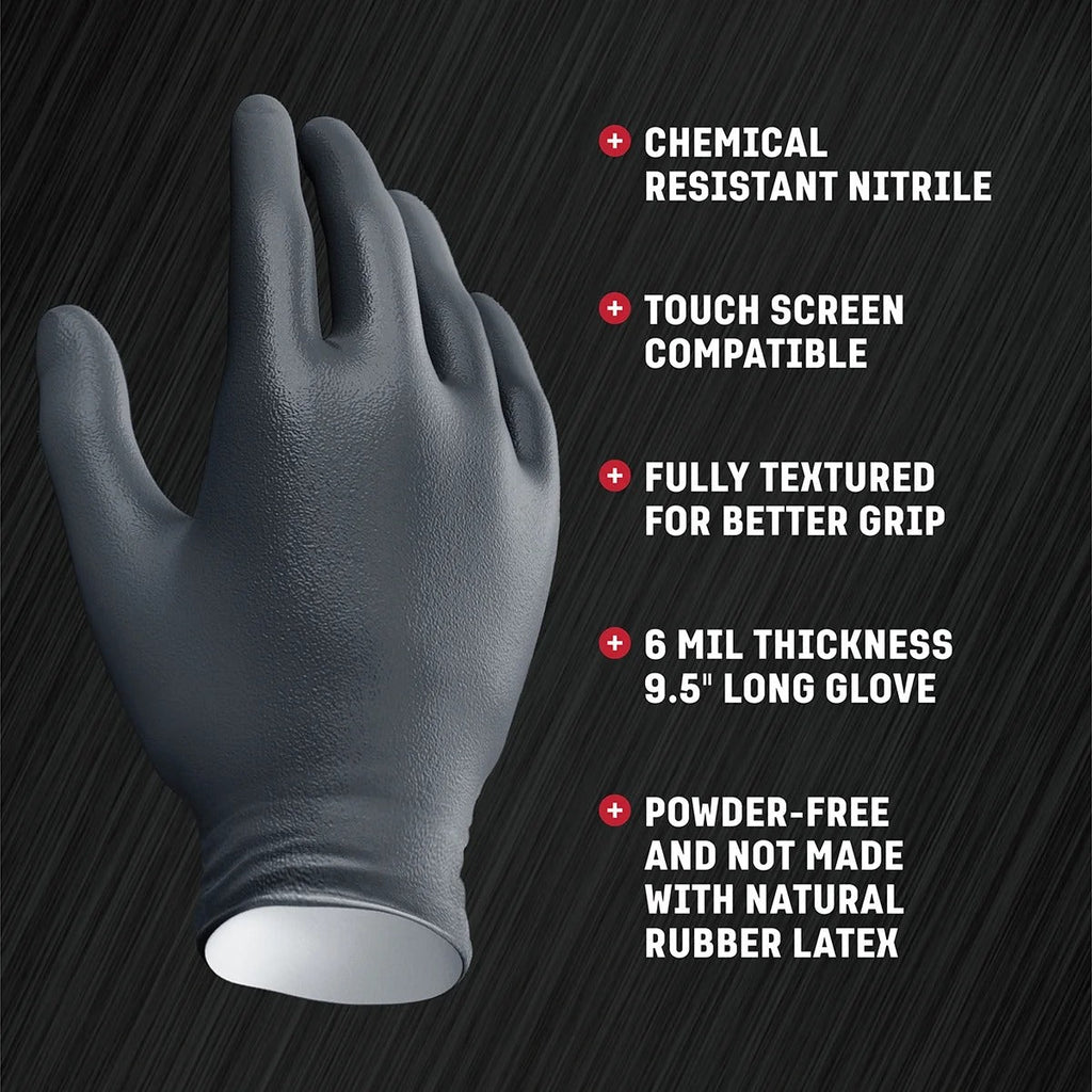 (100 Stück) Nitril-Untersuchungshandschuhe, schwarze latexfreie, puderfreie Einweghandschuhe für medizinische Zwecke, Kochen, Reinigung, Autoreparatur usw.