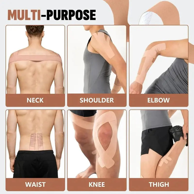 Pre-Cut Professional  Sports Kinesiology Tape, Athletic Tape, Breathable Elastic Waterproof Muscle Support Straps, Flexible Durable