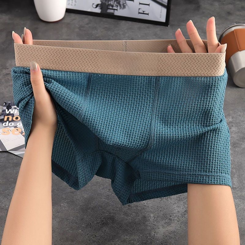 🔥Letzter Tag: 60 %❄️Herren-Boxershorts aus Eisseide, einfarbig, bequem und atmungsaktiv