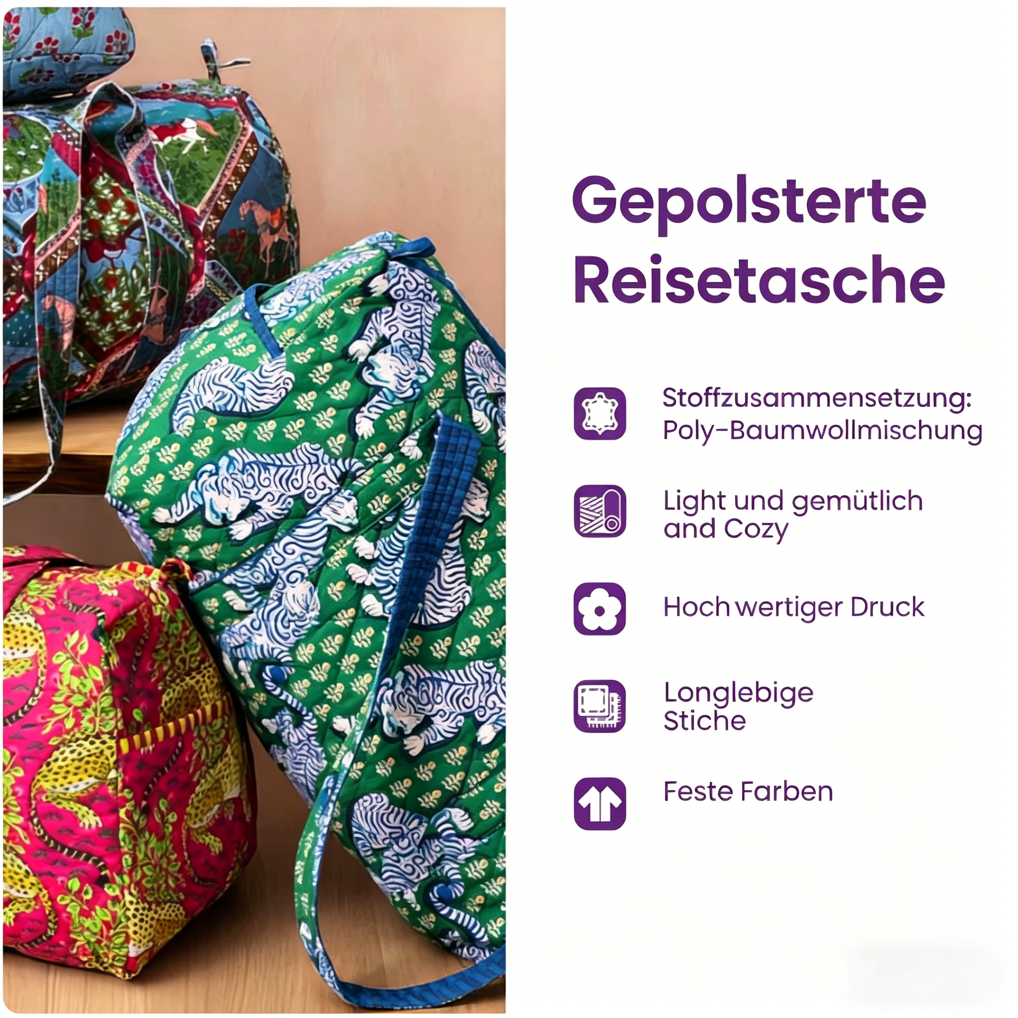 Gesteppte Reisetasche „Hippie Journey“