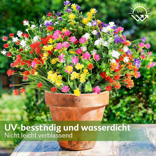 24 Bündel künstliche Blumen für den Außenbereich, farbechte Kunstblumen und künstliche Pflanzen zur Dekoration