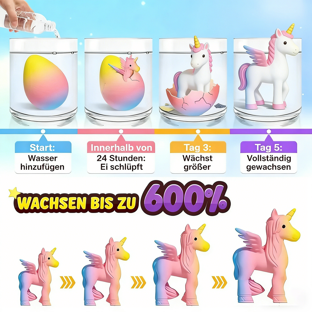 🦄Magische Einhorn-Eier zum Schlüpfen✨6er-Pack Zauber & Überraschung💦Wasser – Wachsen & Freude entfachen