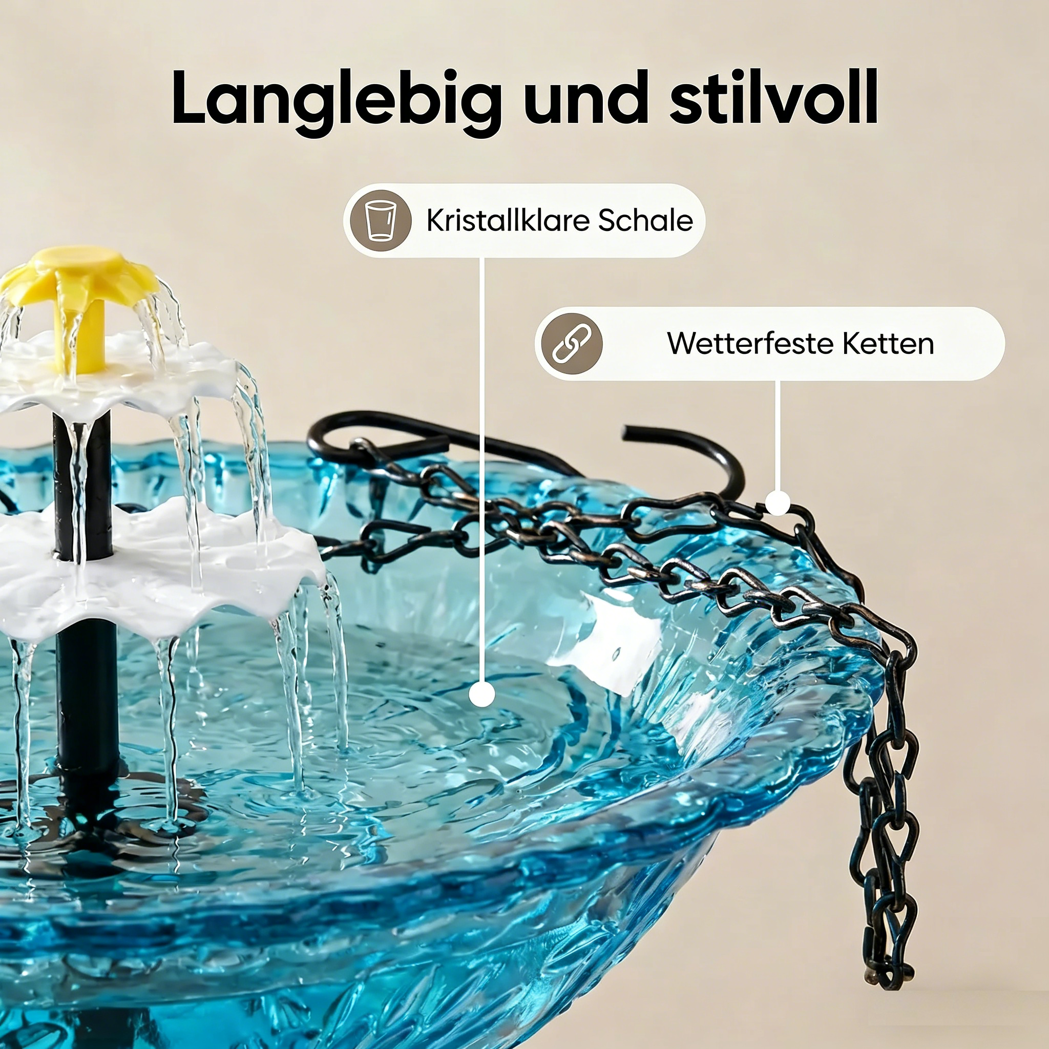 🔥🔥Neujahrsangebot: 70 % Rabatt – Solarbetriebener Hängebrunnen für Vögel mit Kaskadenfunktion