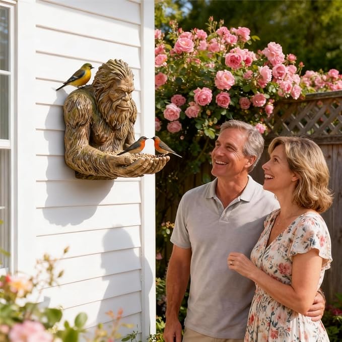 Vogelfutterhaus für draußen – Handbemalte Gartenskulptur & Wildvogelfutterhaus