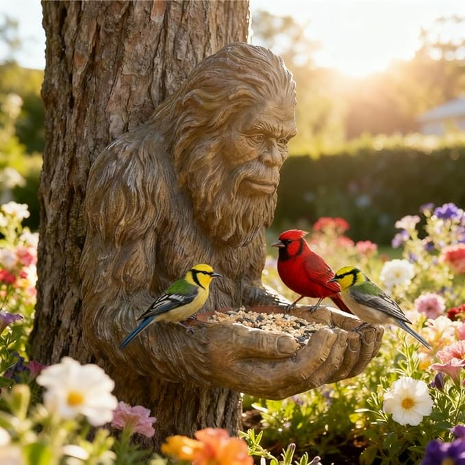 Vogelfutterhaus für draußen – Handbemalte Gartenskulptur & Wildvogelfutterhaus