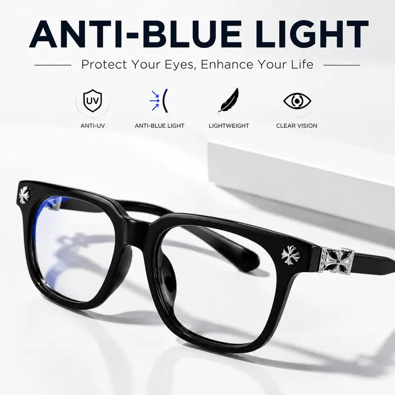 ANTI-Blue Light Gothic Cross Glasses Frames, Gothic/Punk/Cross/ Y2K Retro Style