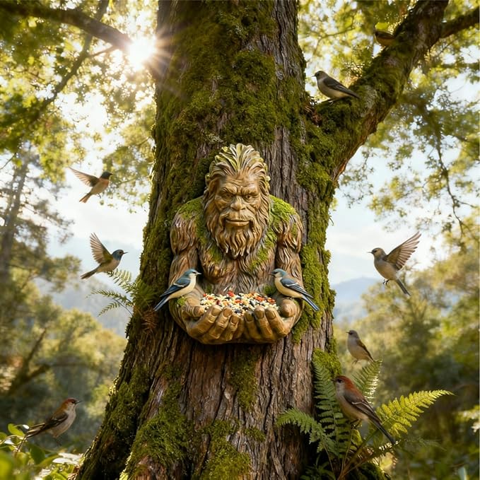 Vogelfutterhaus für draußen – Handbemalte Gartenskulptur & Wildvogelfutterhaus