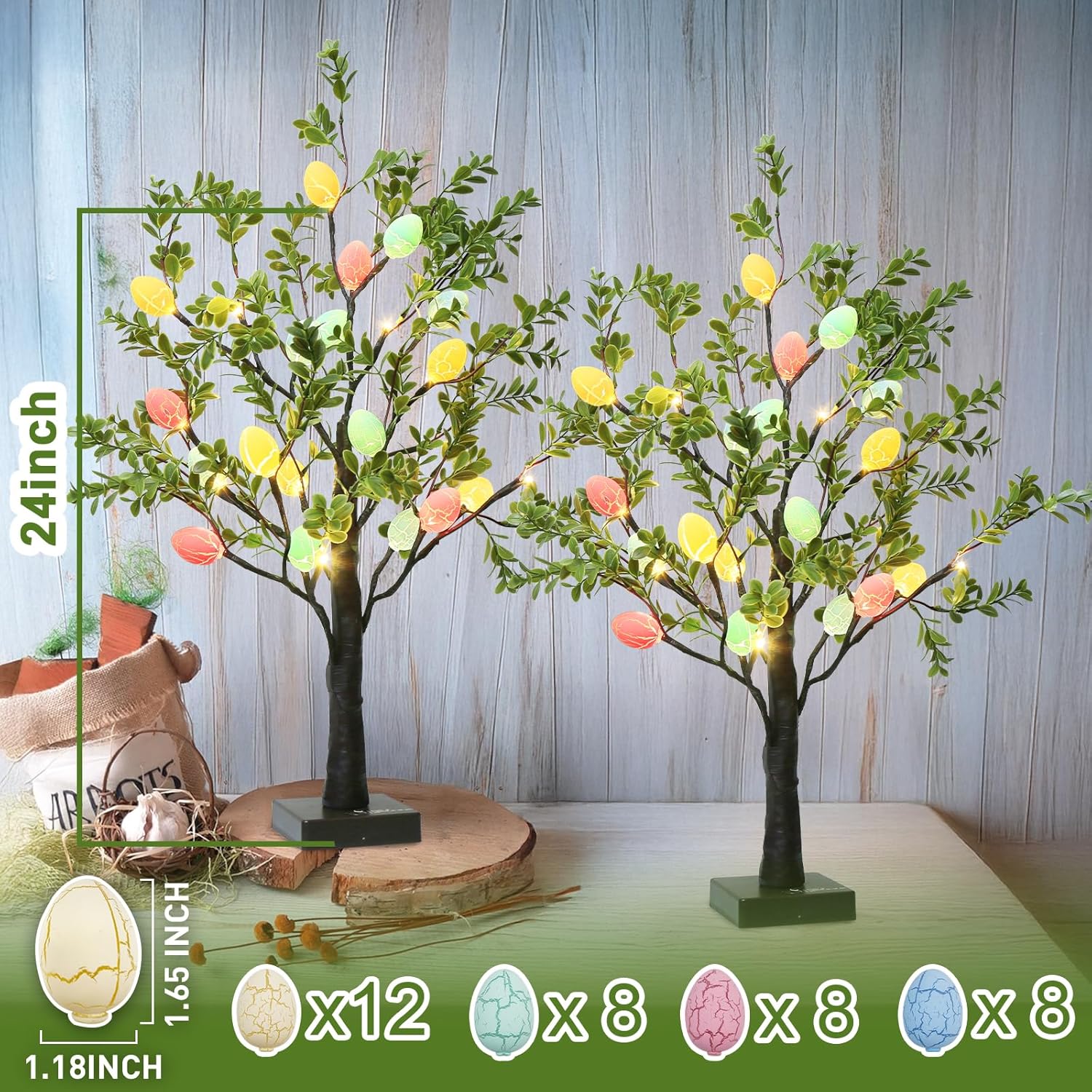 Beleuchteter künstlicher Weihnachtsbaum, batterie-/USB-betrieben, leuchtender Ostereierbaum für die Frühlingsdekoration