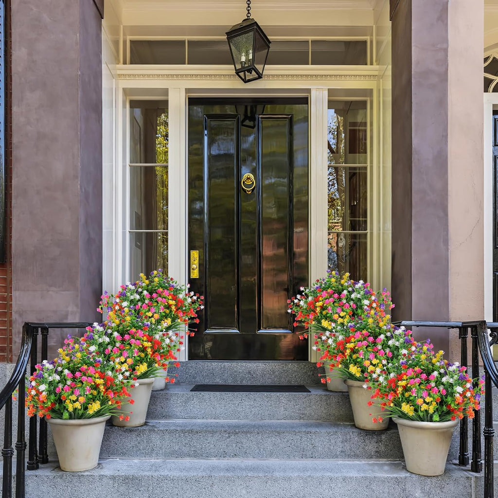 24 Bündel künstliche Blumen für den Außenbereich, farbechte Kunstblumen und künstliche Pflanzen zur Dekoration