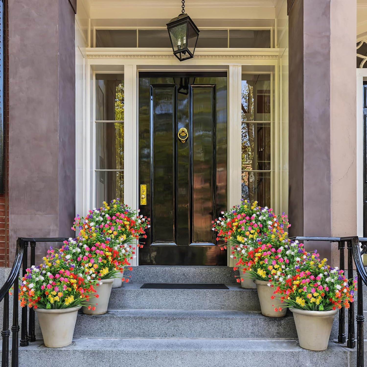 24 Bündel künstliche Blumen für den Außenbereich, farbechte Kunstblumen und künstliche Pflanzen zur Dekoration