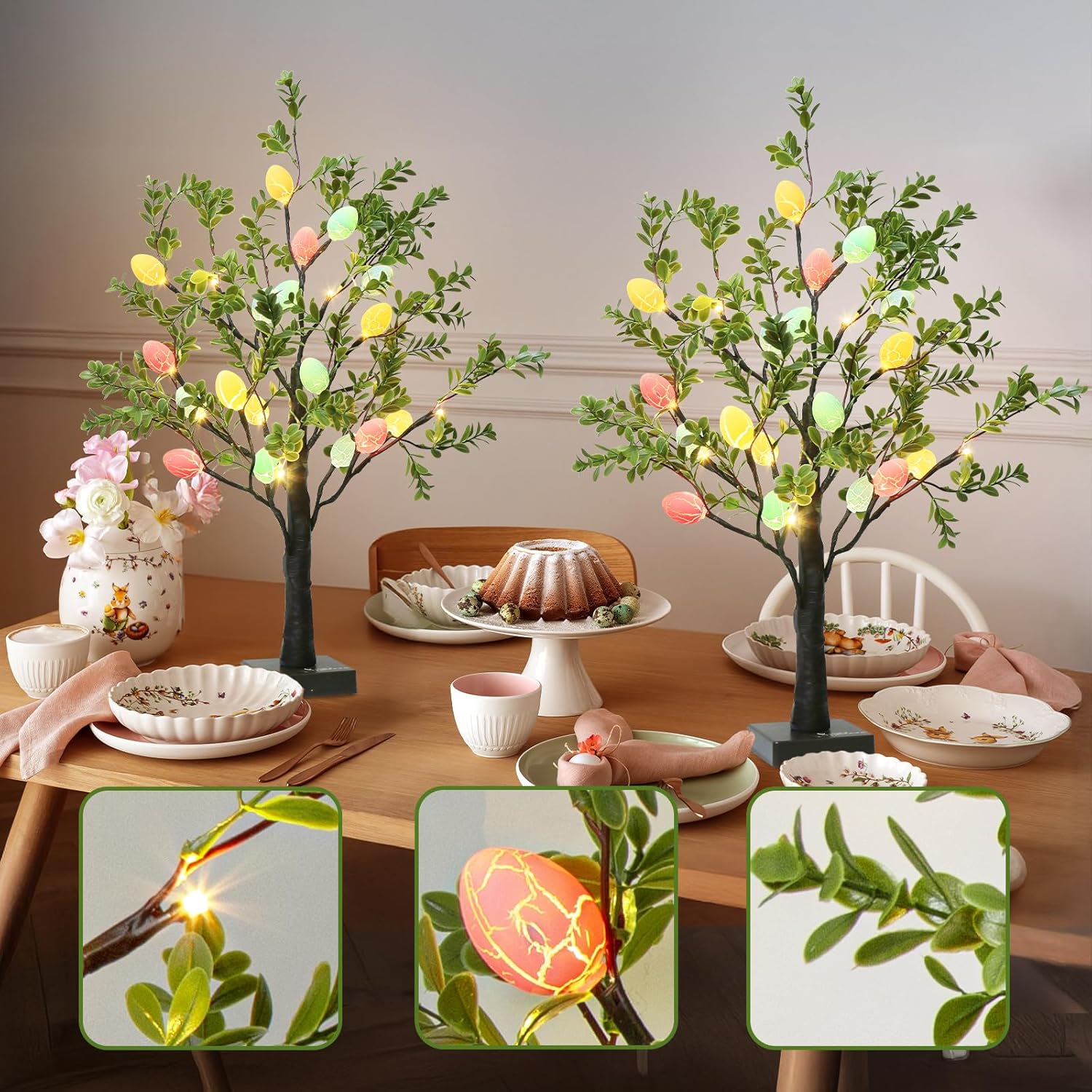 Beleuchteter künstlicher Weihnachtsbaum, batterie-/USB-betrieben, leuchtender Ostereierbaum für die Frühlingsdekoration