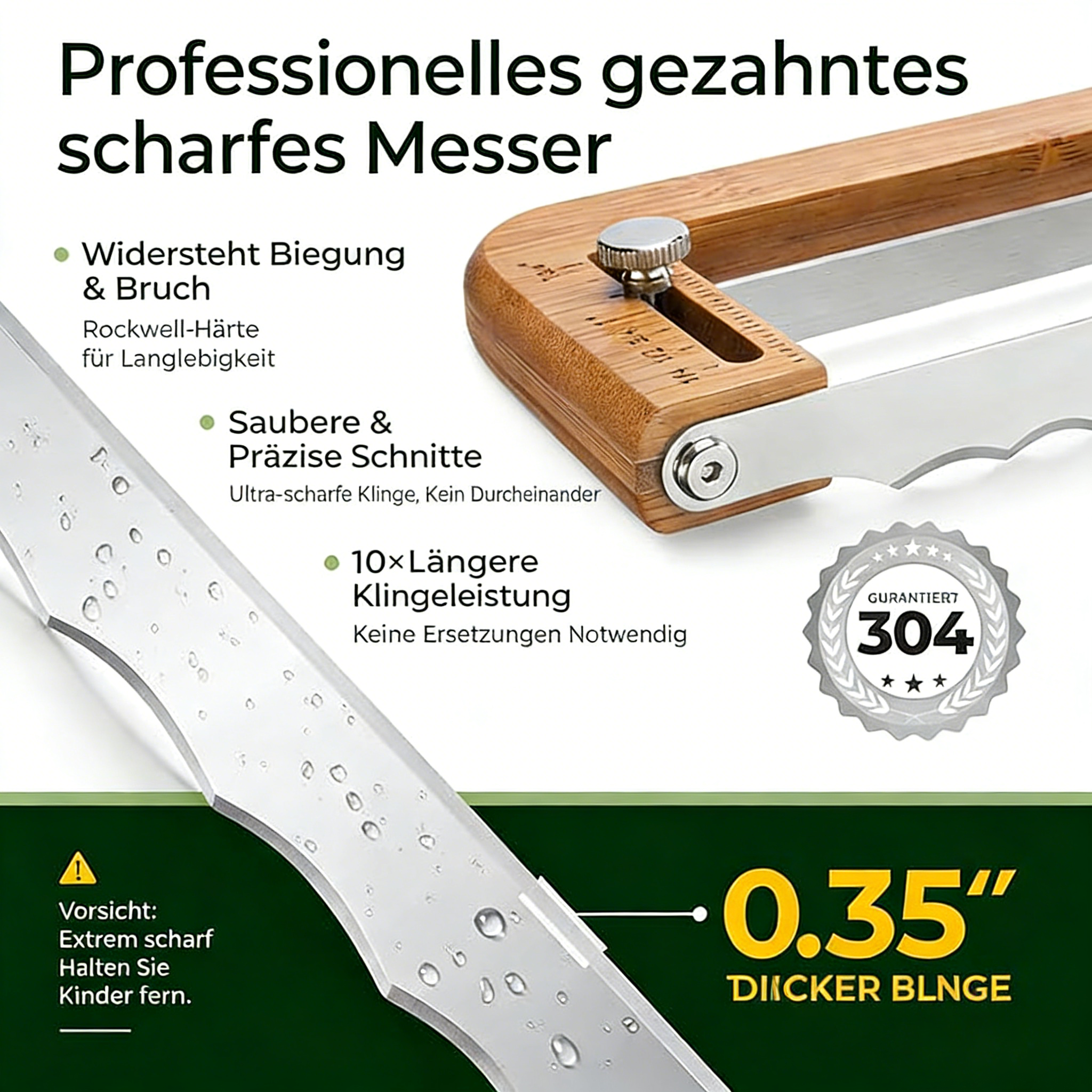 Verstellbarer Brotschneider für selbstgebackenes Brot – Sauerteigbrotmesser mit Dickenanzeige und gezahnter Edelstahlklinge