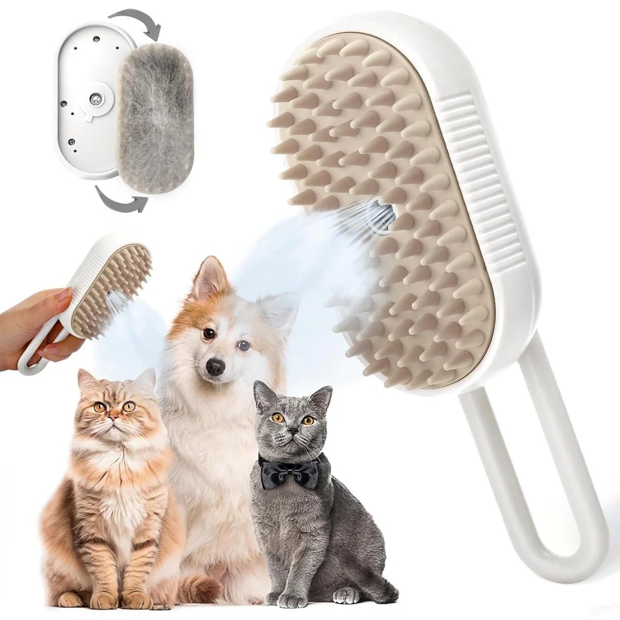 🔥 🐕🐱 3 in 1 Haustier Grooming Dampfbürste für Hunde/Katzen