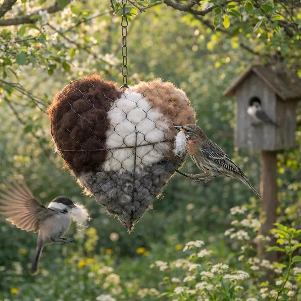 🕊️ Handgefertigtes Vogelnestherz aus Alpakafasern