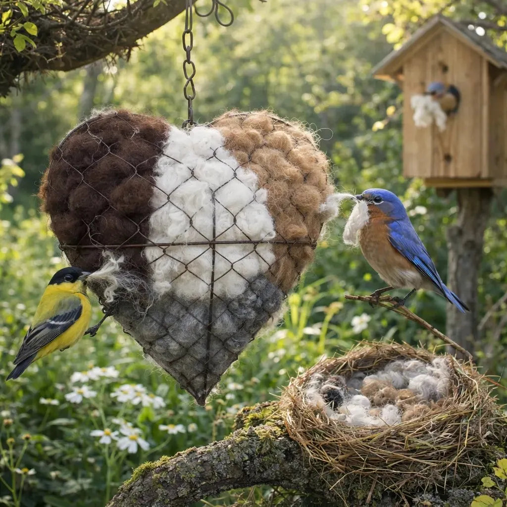 🕊️ Handgefertigtes Vogelnestherz aus Alpakafasern