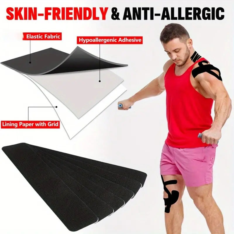Pre-Cut Professional  Sports Kinesiology Tape, Athletic Tape, Breathable Elastic Waterproof Muscle Support Straps, Flexible Durable